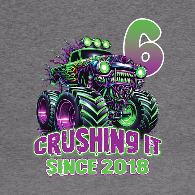 Monster Truck Birthday Tee 6th Birthday Boy Gift Awesome Since 2018 Tee Custom Monster Truck Tee copy by ttao4164